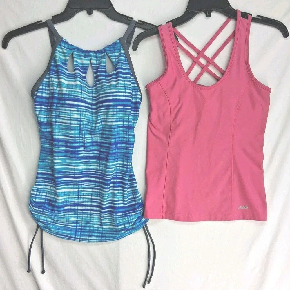 Lot Of 2 Tankini Top Athleisure Swim Women Small Pink Summer Workout Gym Running